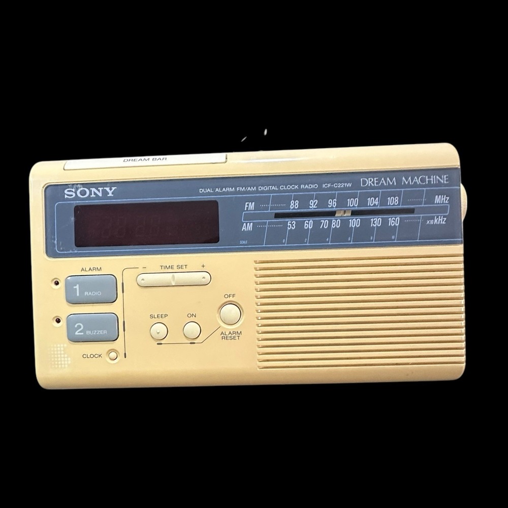 Sony Dream Machine Dual Alarm Digital Clock Radio‎ ICF-C221W Vtg Beige Tested
